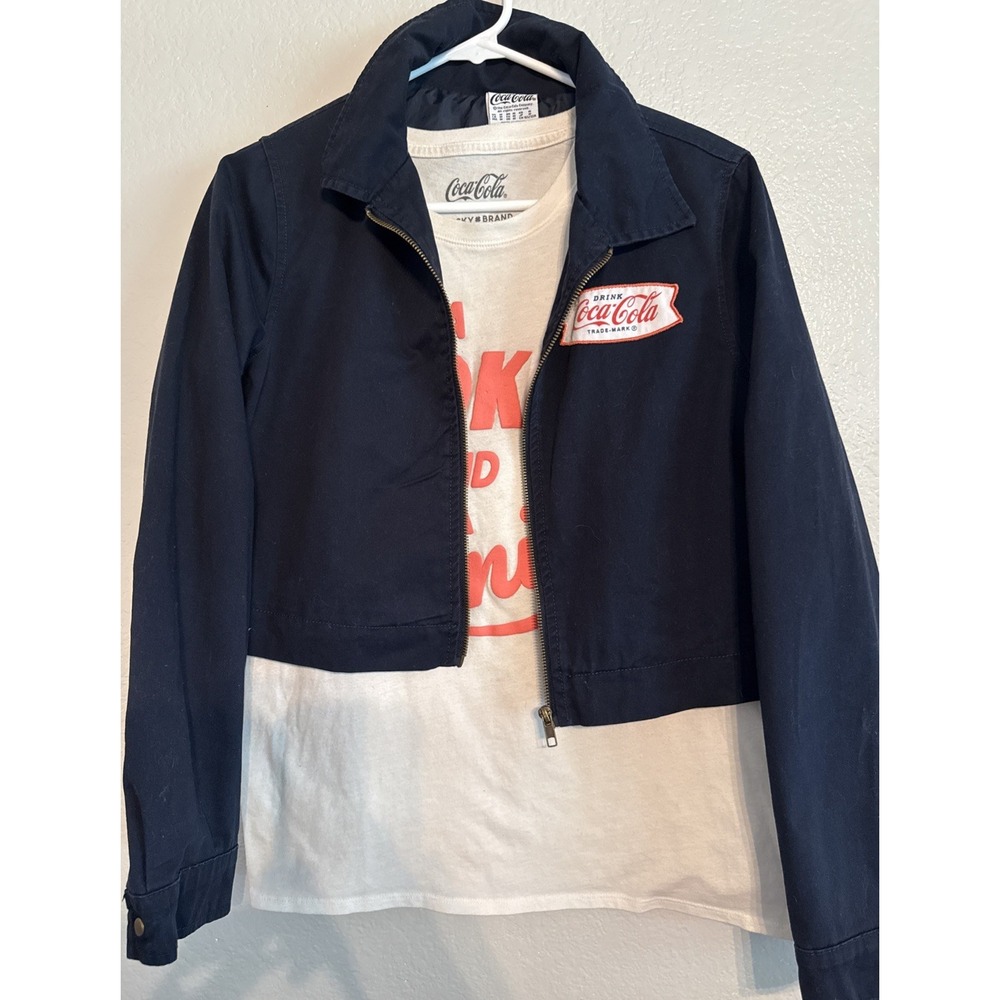 Lucky Brand x Coca-Cola Cropped Delivery Jacket & Graphic Tee Bundle Set Medium